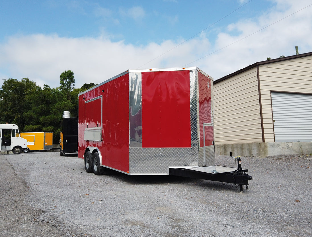 8.5' x 16' Red Concession Food Trailer