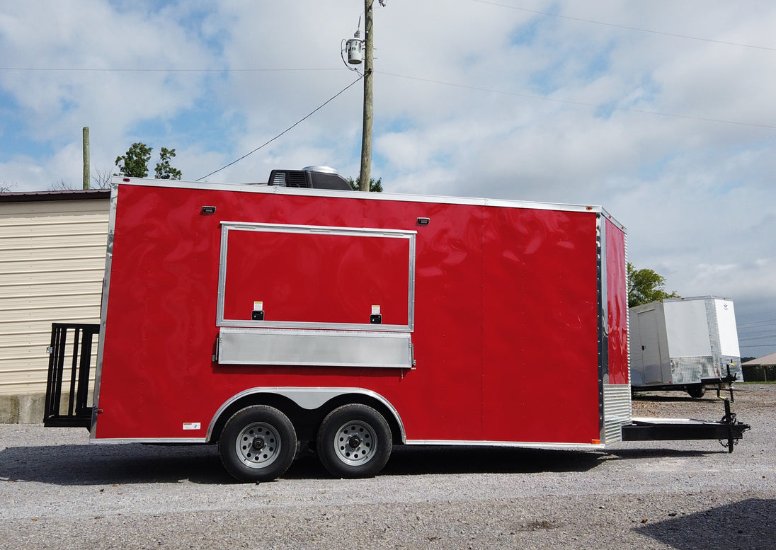 8.5' x 16' Red Concession Food Trailer