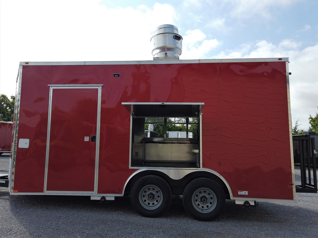 8.5' x 16' Red Concession Food Trailer