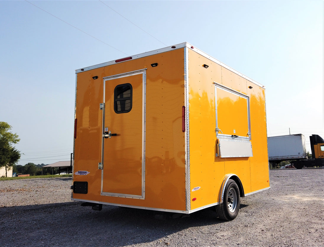 8.5' x 12' Yellow Concession Food V-Nose Trailer