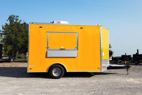 8.5' x 12' Yellow Concession Food V-Nose Trailer