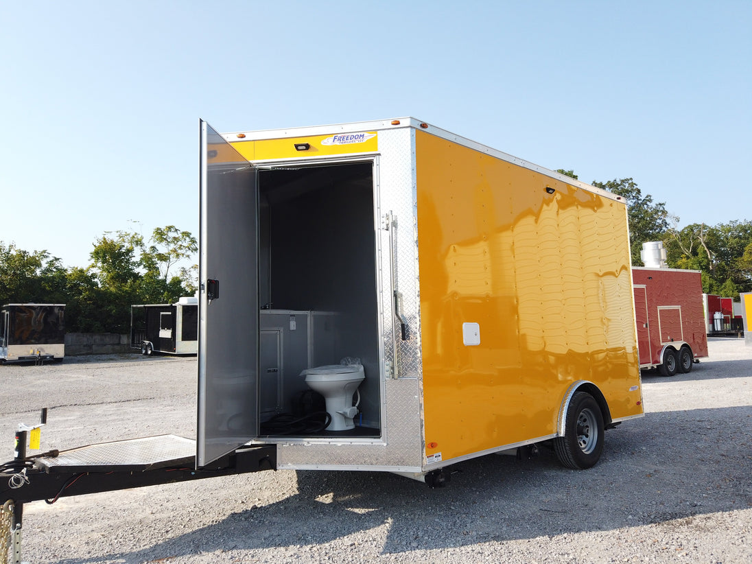 8.5' x 12' Yellow Concession Food V-Nose Trailer