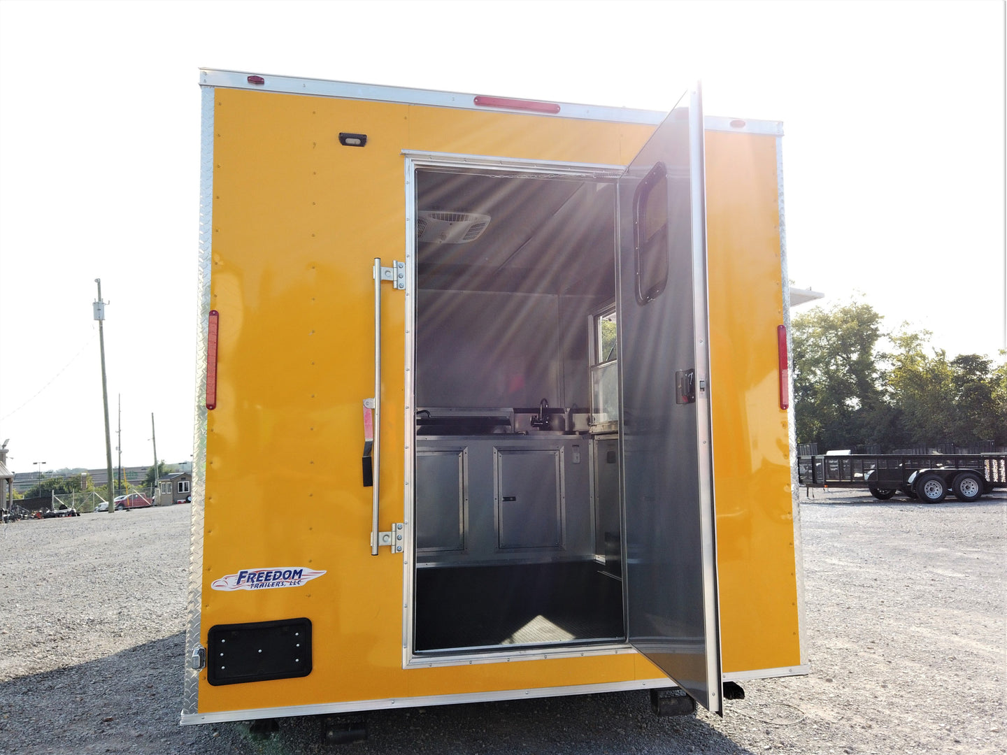 8.5' x 12' Yellow Concession Food V-Nose Trailer