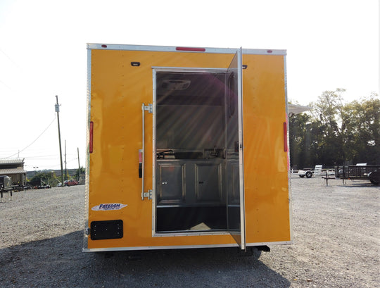 8.5' x 12' Yellow Concession Food V-Nose Trailer