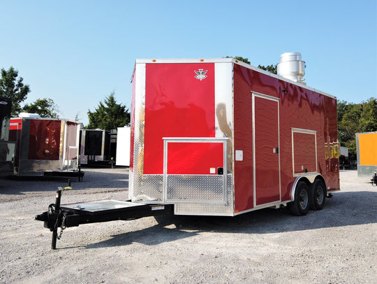 8.5' x 16' Red Concession Food Trailer With Appliances