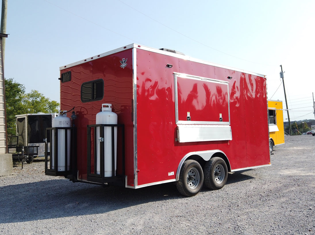 8.5' x 16' Red Concession Food Trailer With Appliances