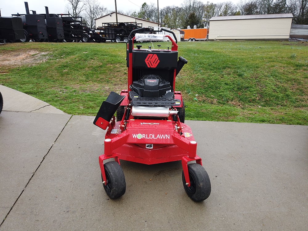 WorldLawn Venom Stand-On Walk Behind Mower Front Left