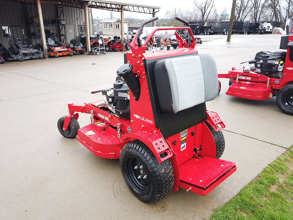 WorldLawn Venom Stand-On Walk Behind Mower Front Left