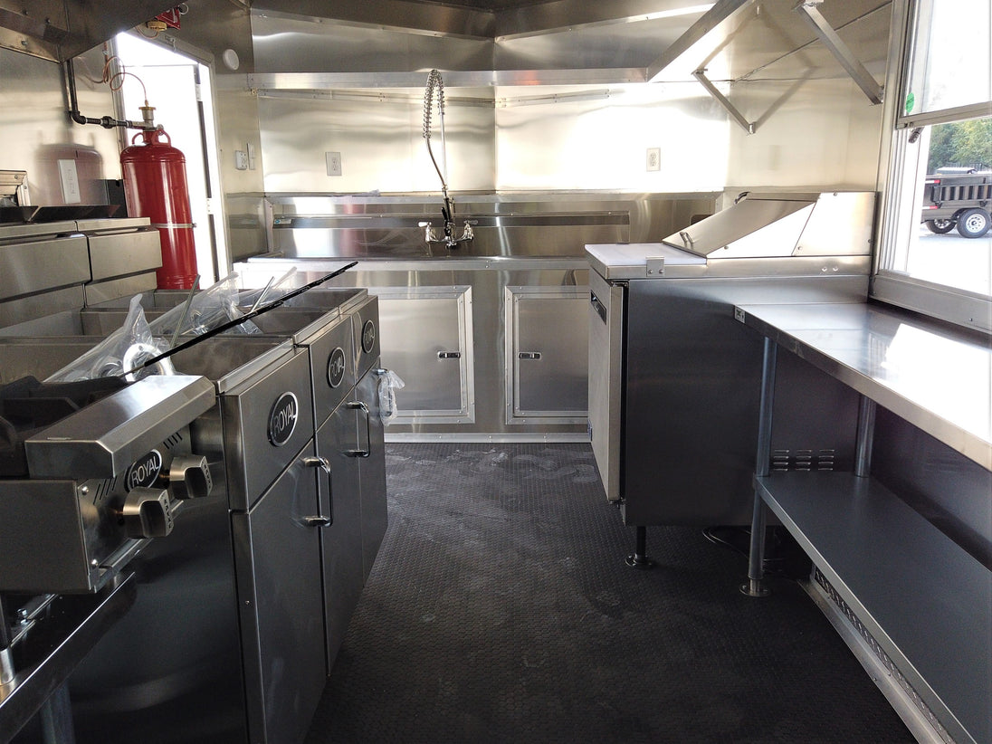 8.5' x 16' Red Concession Food Trailer With Appliances