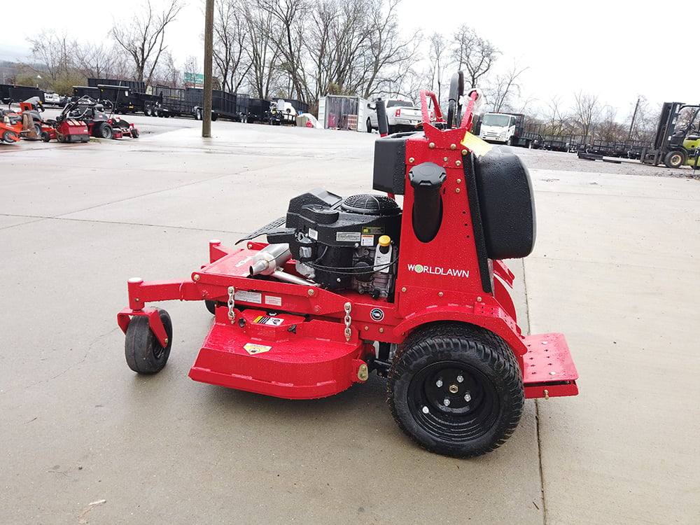 WorldLawn Venom Stand-On Walk Behind Mower Front Left