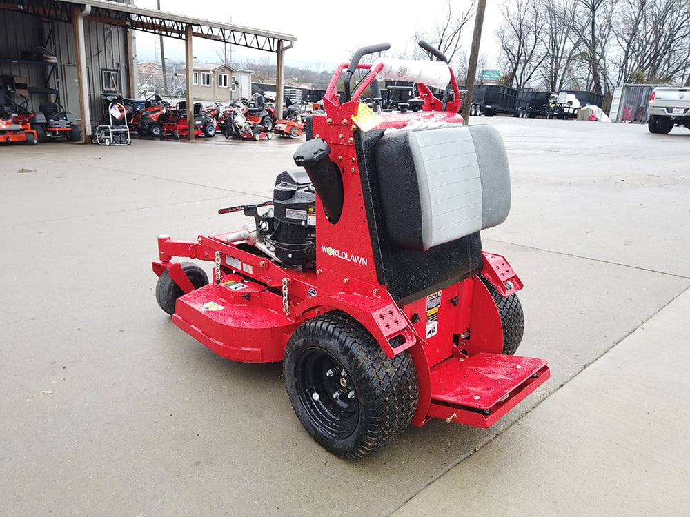 WorldLawn Venom Stand-On Walk Behind Mower Front Left