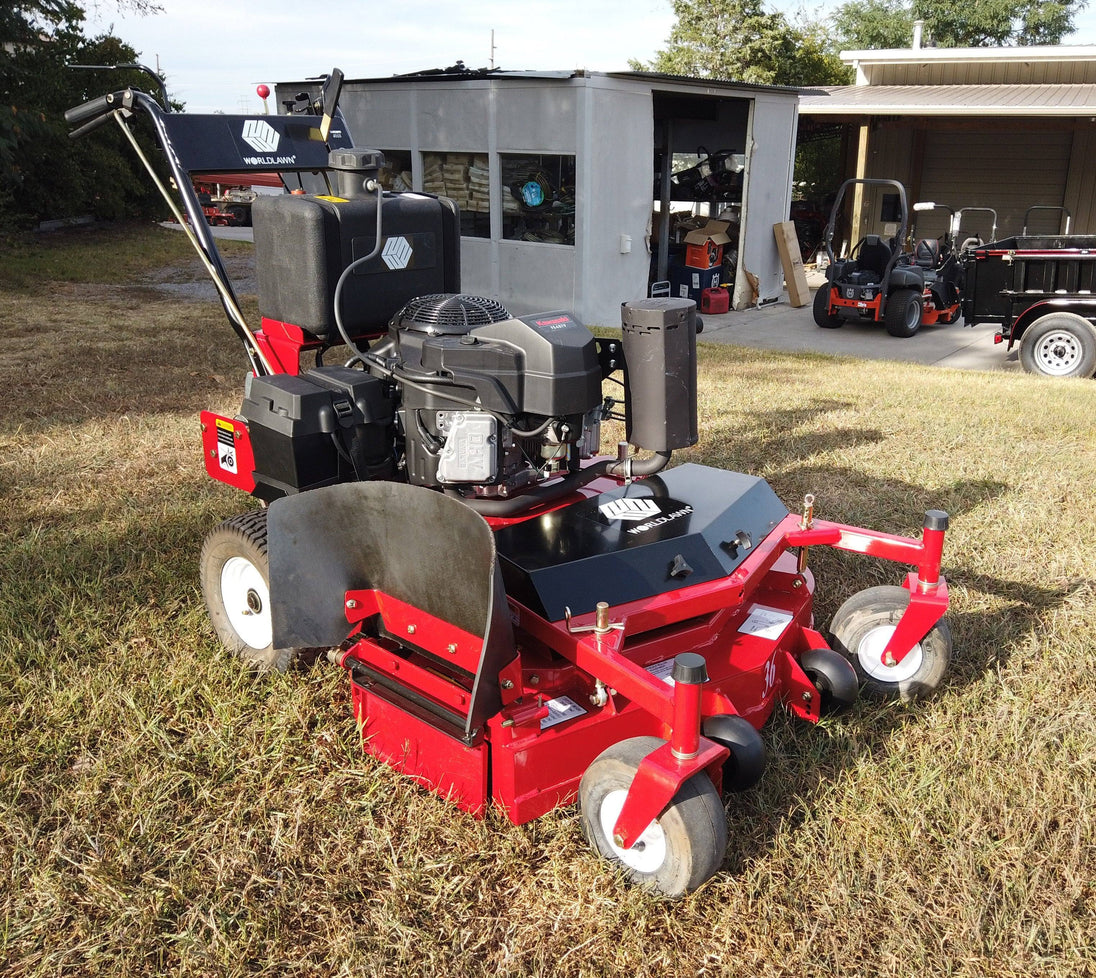 WorldLawn 36" Belt Walk Behind Mower Front Left