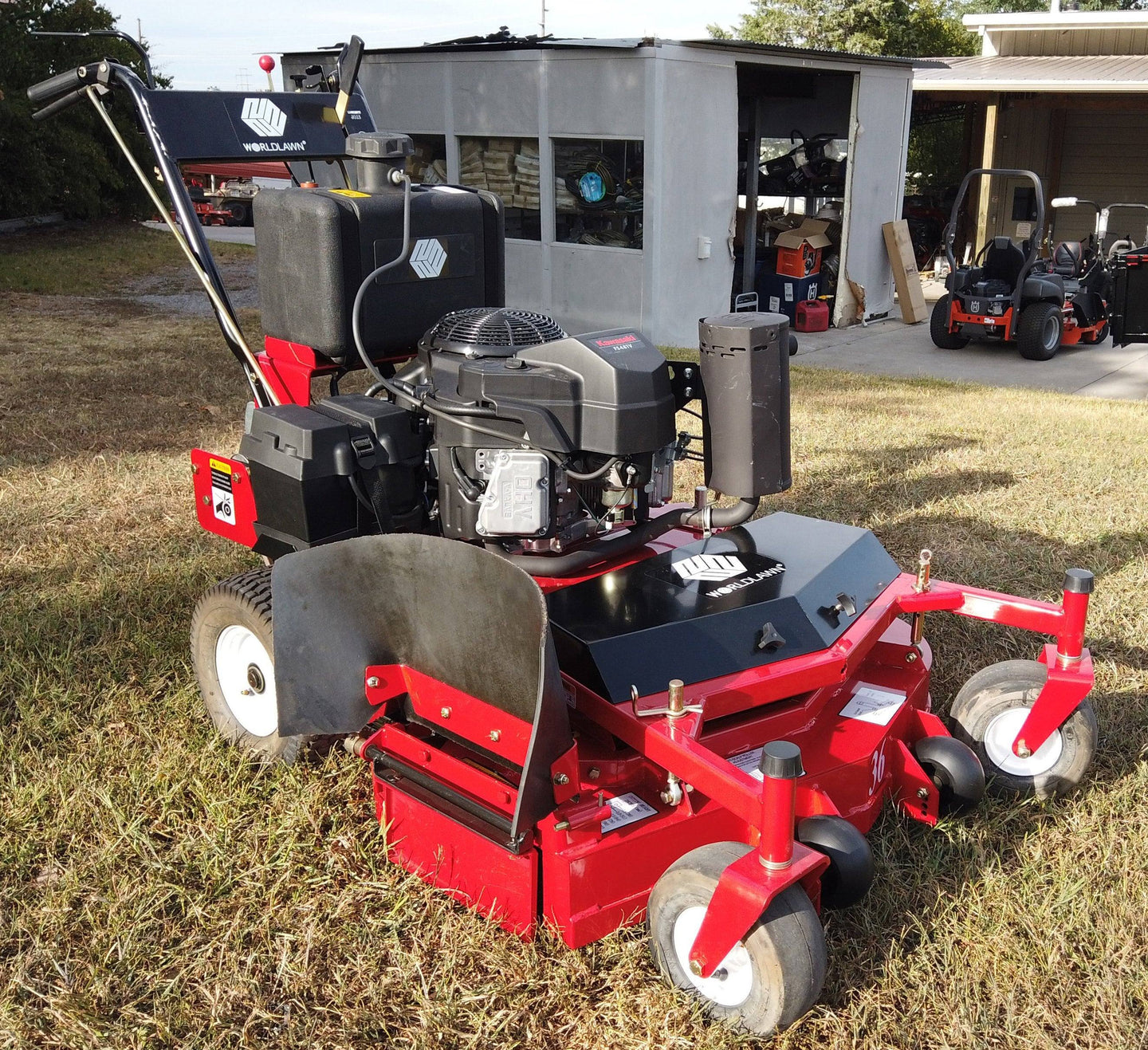 WorldLawn Hydro Walk Behind Mower Front Left