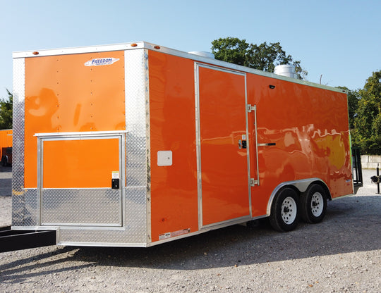 8.5' x 16' Orange Concession Food Trailer With Appliances