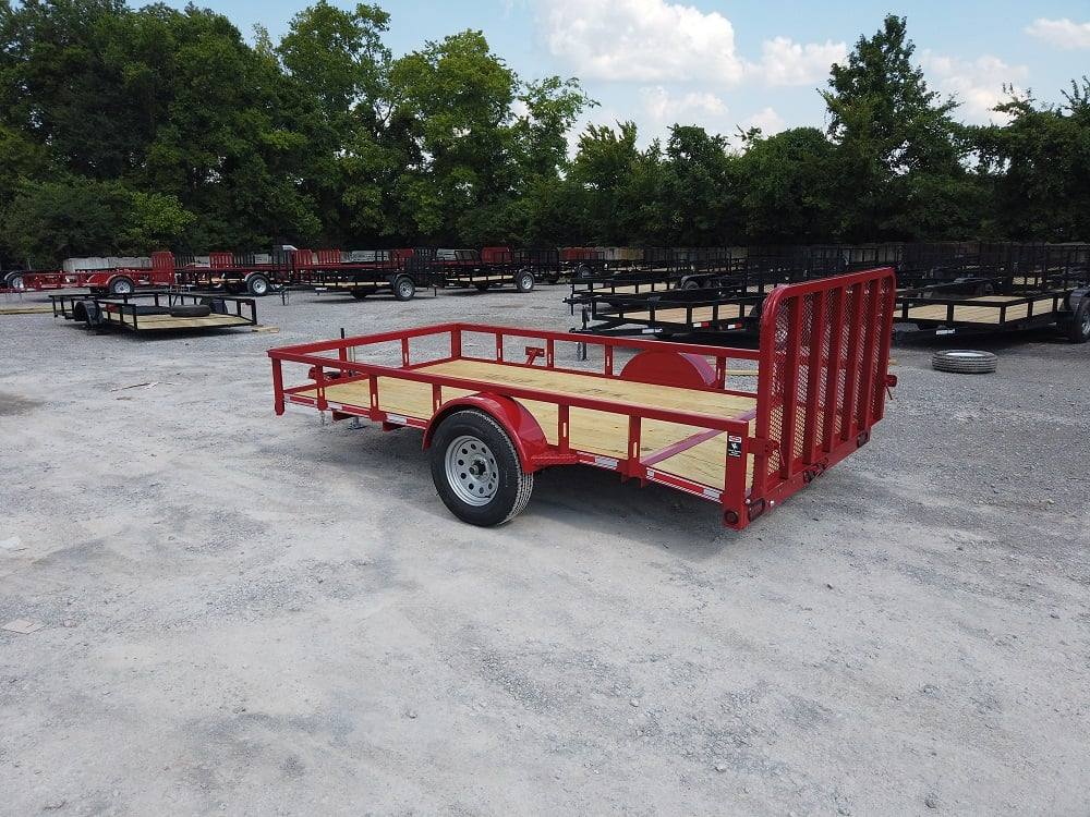 Utility Trailer 6.5' X 12' Red 3500lb Dovetail Mesh Gate