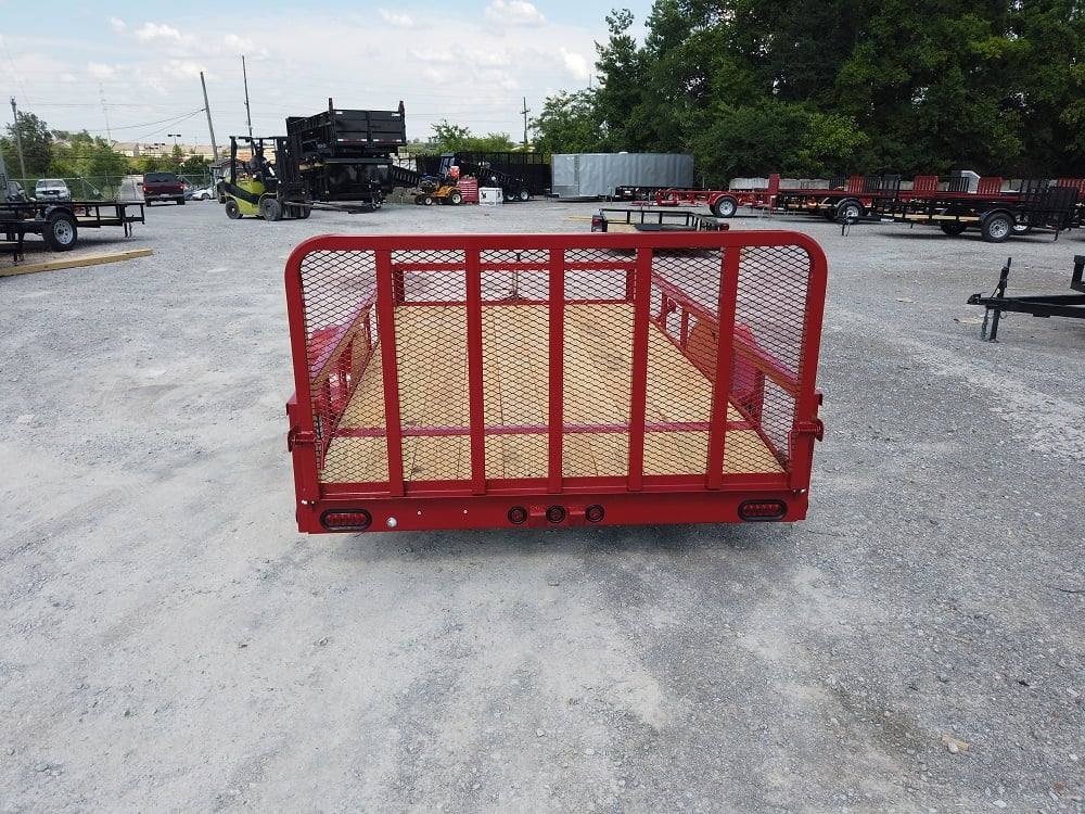 Utility Trailer 6.5' X 12' Red 3500lb Dovetail Mesh Gate