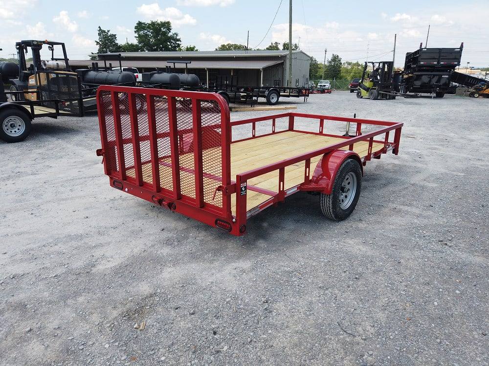 Utility Trailer 6.5' X 12' Red 3500lb Dovetail Mesh Gate