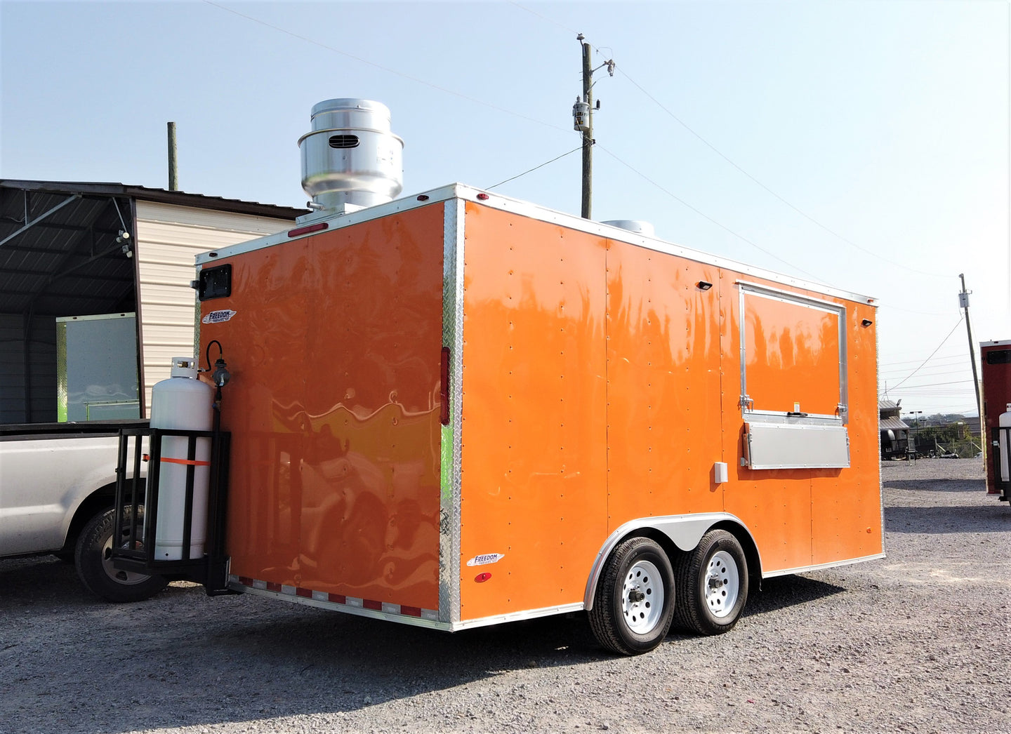 8.5' x 16' Orange Concession Food Trailer With Appliances