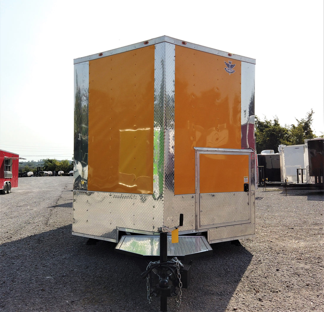 8.5' x 16' Yellow Concession Food V-Nose Trailer