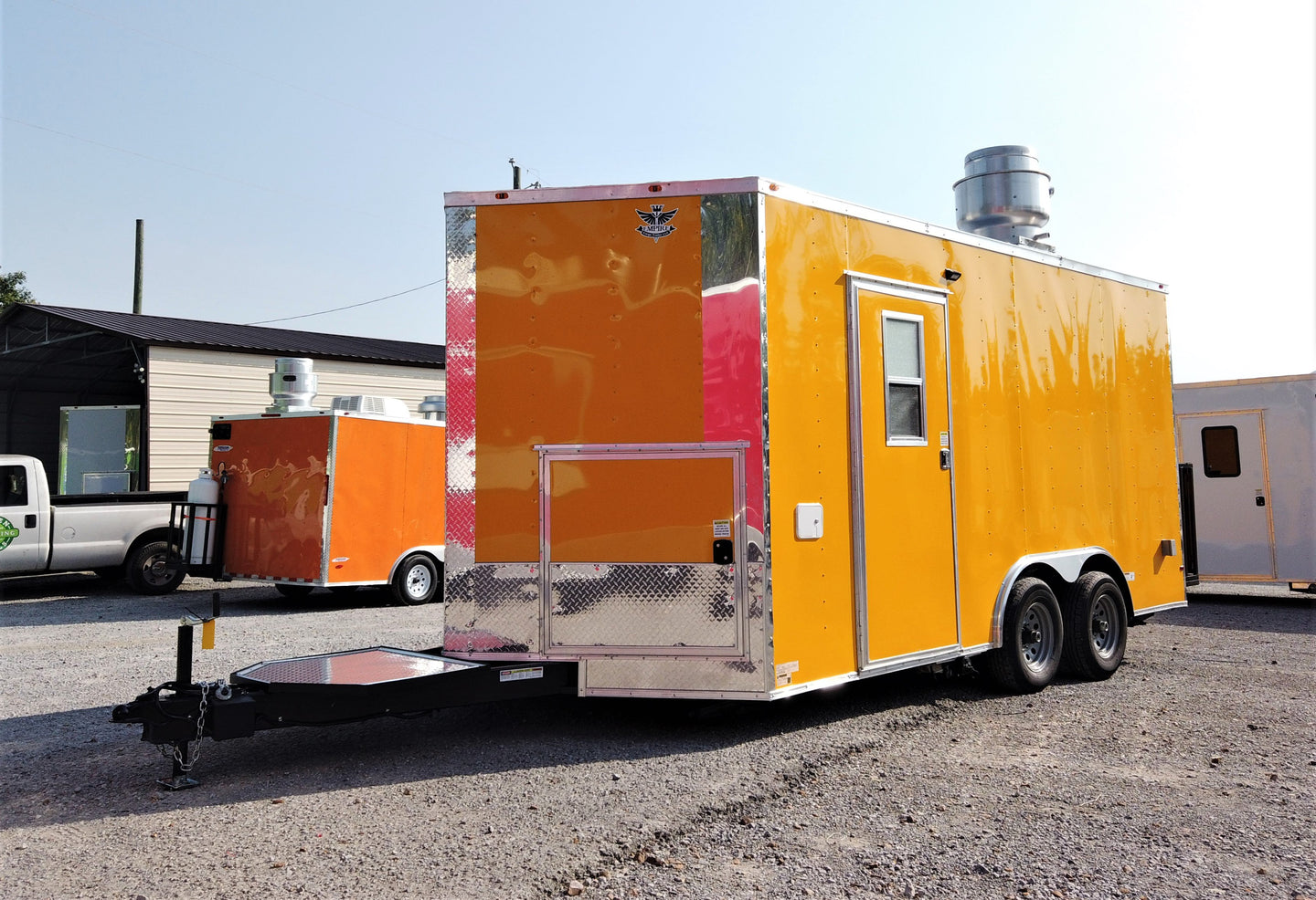 8.5' x 16' Yellow Concession Food V-Nose Trailer