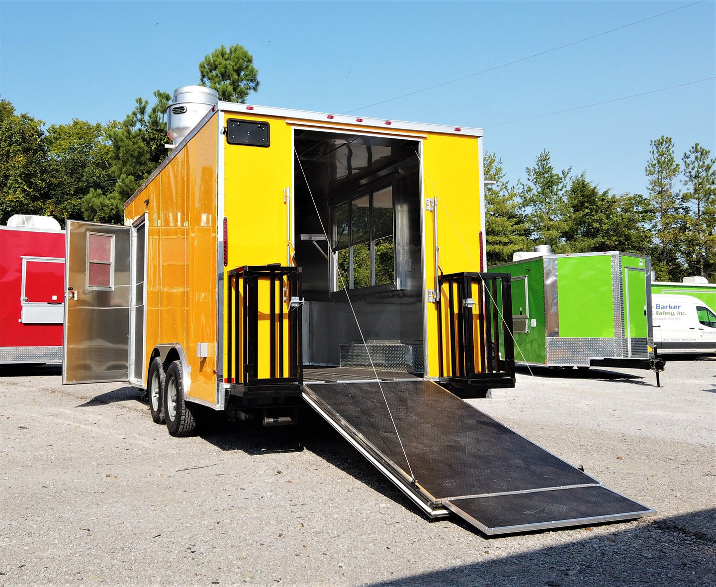 8.5' x 16' Yellow Concession Food V-Nose Trailer