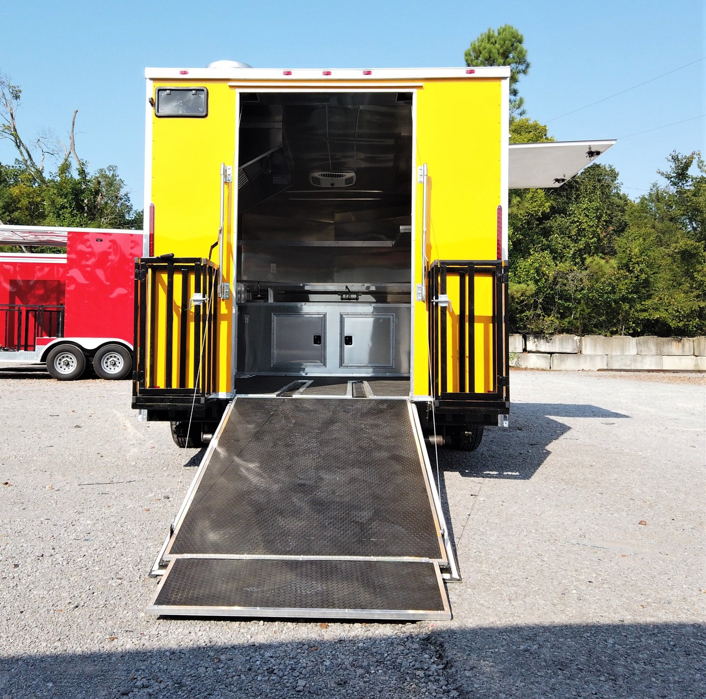 8.5' x 16' Yellow Concession Food V-Nose Trailer