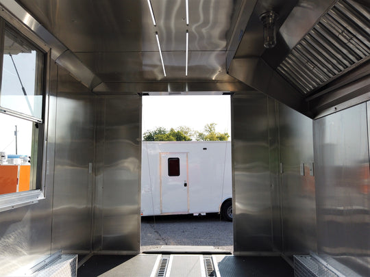 8.5' x 16' Yellow Concession Food V-Nose Trailer