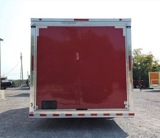 8.5' x 22' Red Porch Style Concession Food Trailer - SLE Equipment - 2