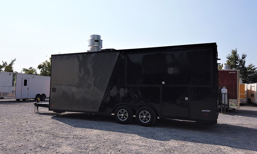 8.5' x 22' Black Porch Style Concession Food Trailer