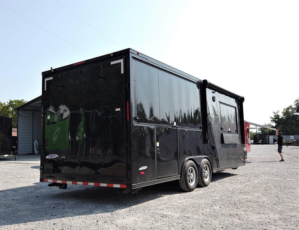 8.5' x 22' Black Porch Style Concession Food Trailer