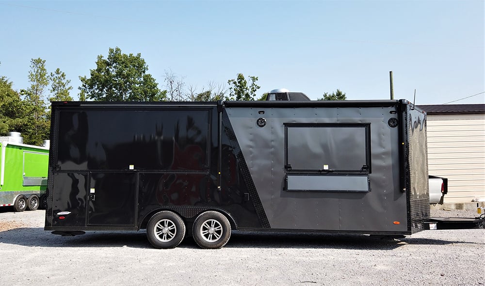 8.5' x 22' Black Porch Style Concession Food Trailer