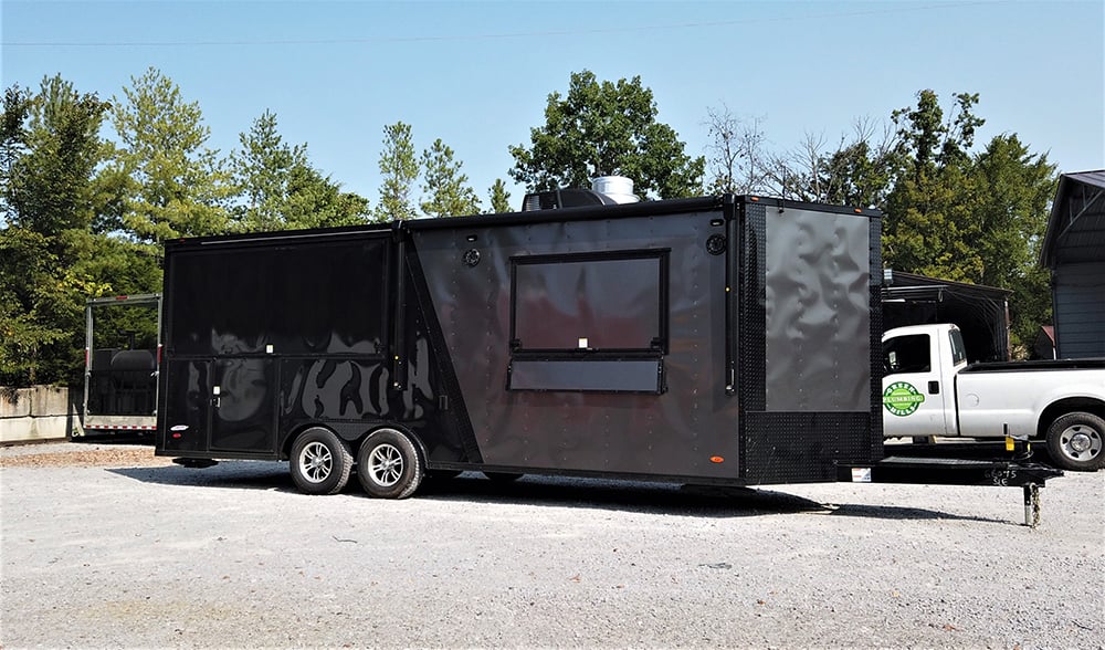 8.5' x 22' Black Porch Style Concession Food Trailer