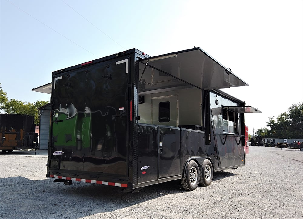 8.5' x 22' Black Porch Style Concession Food Trailer