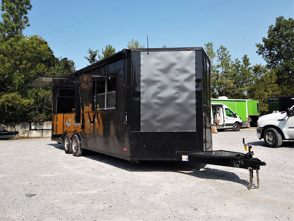 8.5' x 22' Black Porch Style Concession Food Trailer