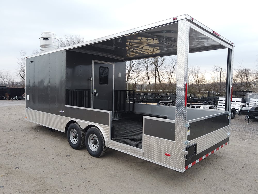 8.5 x 22 Grey Porch Style Concession Trailer