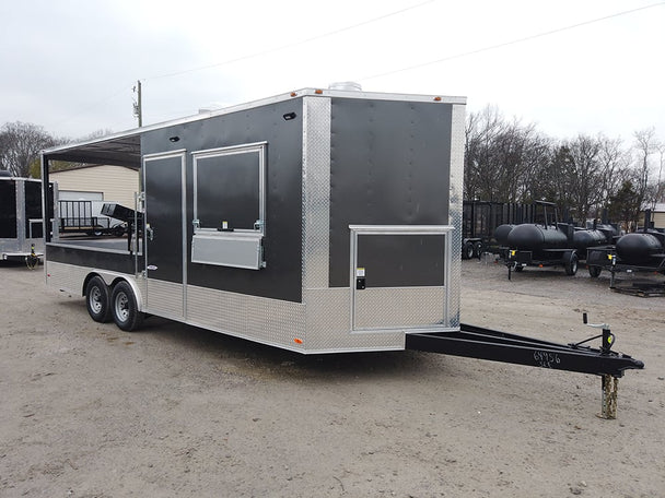 8.5 x 22 Grey Porch Style Concession Trailer