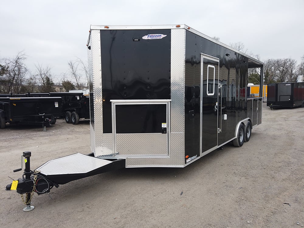 8.5 x 22 Black Porch Style Concession Food Trailer