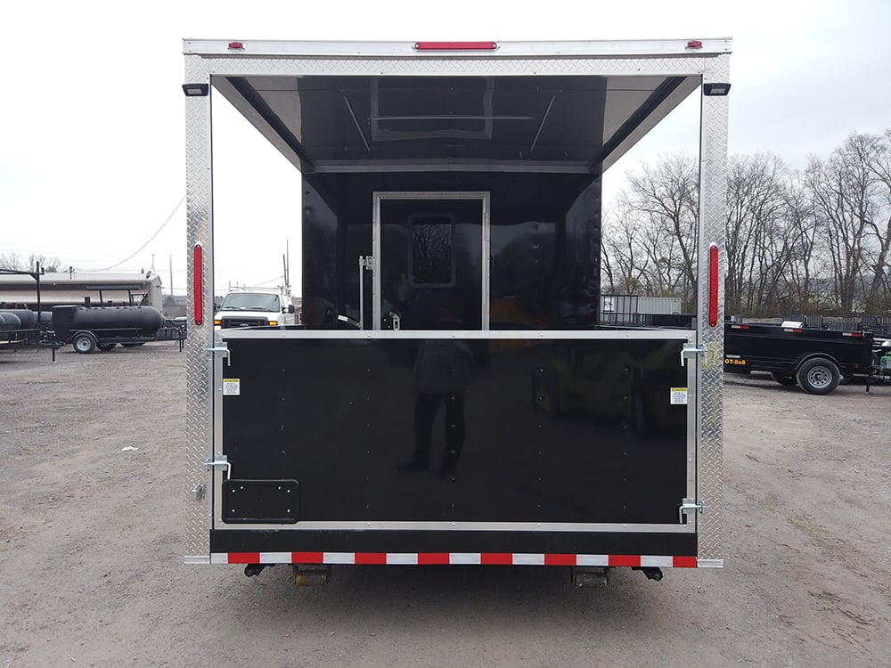 8.5 x 22 Black Porch Style Concession Food Trailer