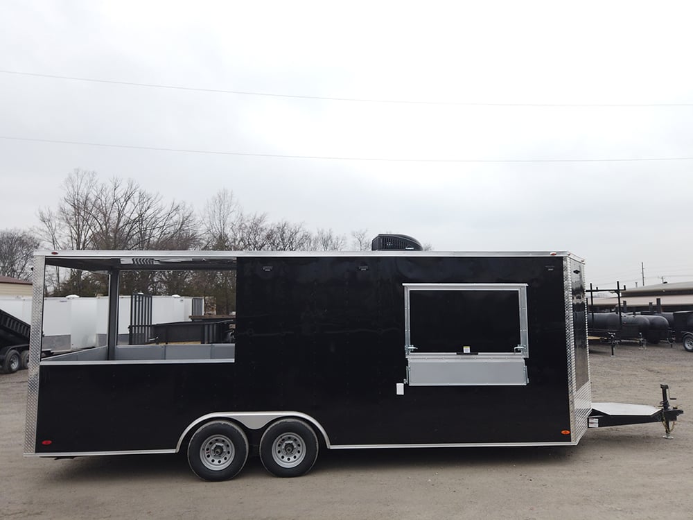 8.5 x 22 Black Porch Style Concession Food Trailer