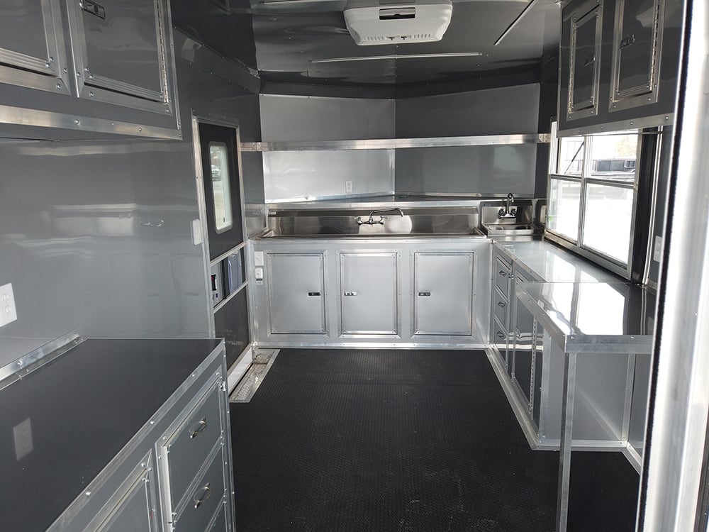 8.5 x 22 Black Porch Style Concession Food Trailer