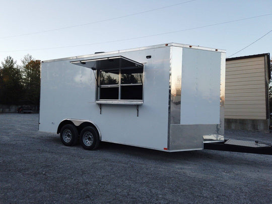 Concession Trailer 8.5' X 16' White Food Event Catering - SLE Equipment - 1