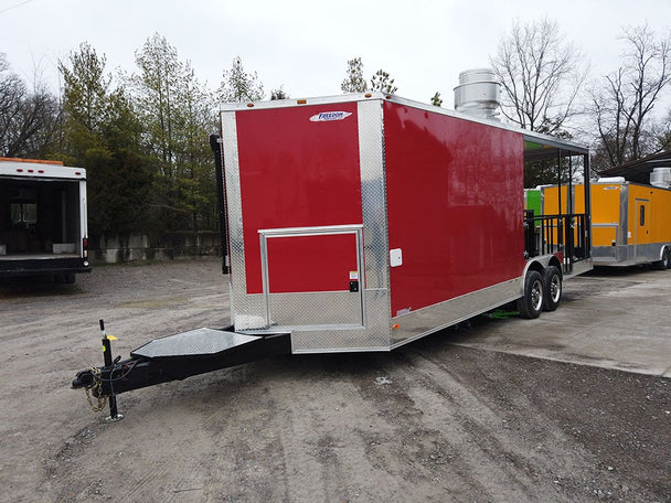 8.5 x 24 Red Porch Style Concession Food Trailer