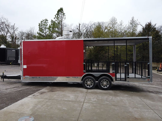 8.5 x 24 Red Porch Style Concession Food Trailer