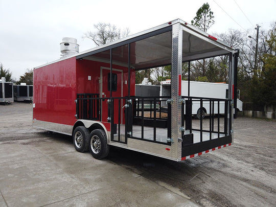 8.5 x 24 Red Porch Style Concession Food Trailer