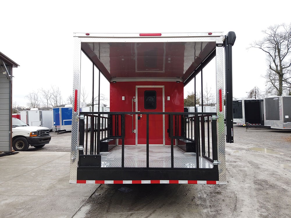 8.5 x 24 Red Porch Style Concession Food Trailer