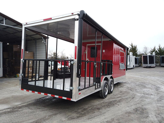 8.5 x 24 Red Porch Style Concession Food Trailer