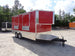 8.5' x 16' Red Half V-Nose Half Flat Front Concession Food Trailer