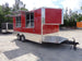 8.5' x 16' Red Half V-Nose Half Flat Front Concession Food Trailer