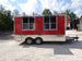 8.5' x 16' Red Half V-Nose Half Flat Front Concession Food Trailer