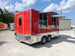 8.5' x 16' Red Half V-Nose Half Flat Front Concession Food Trailer